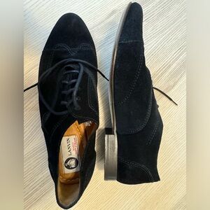 Lanvin Black Suede Oxford Flats